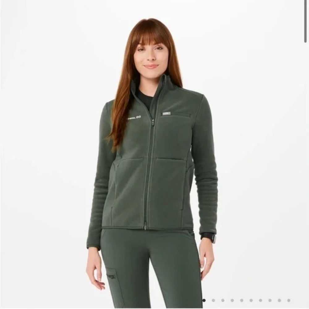 Figs Women's On-Shift Fleece Jacket in “Moss”